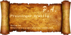 Preininger Armilla névjegykártya
